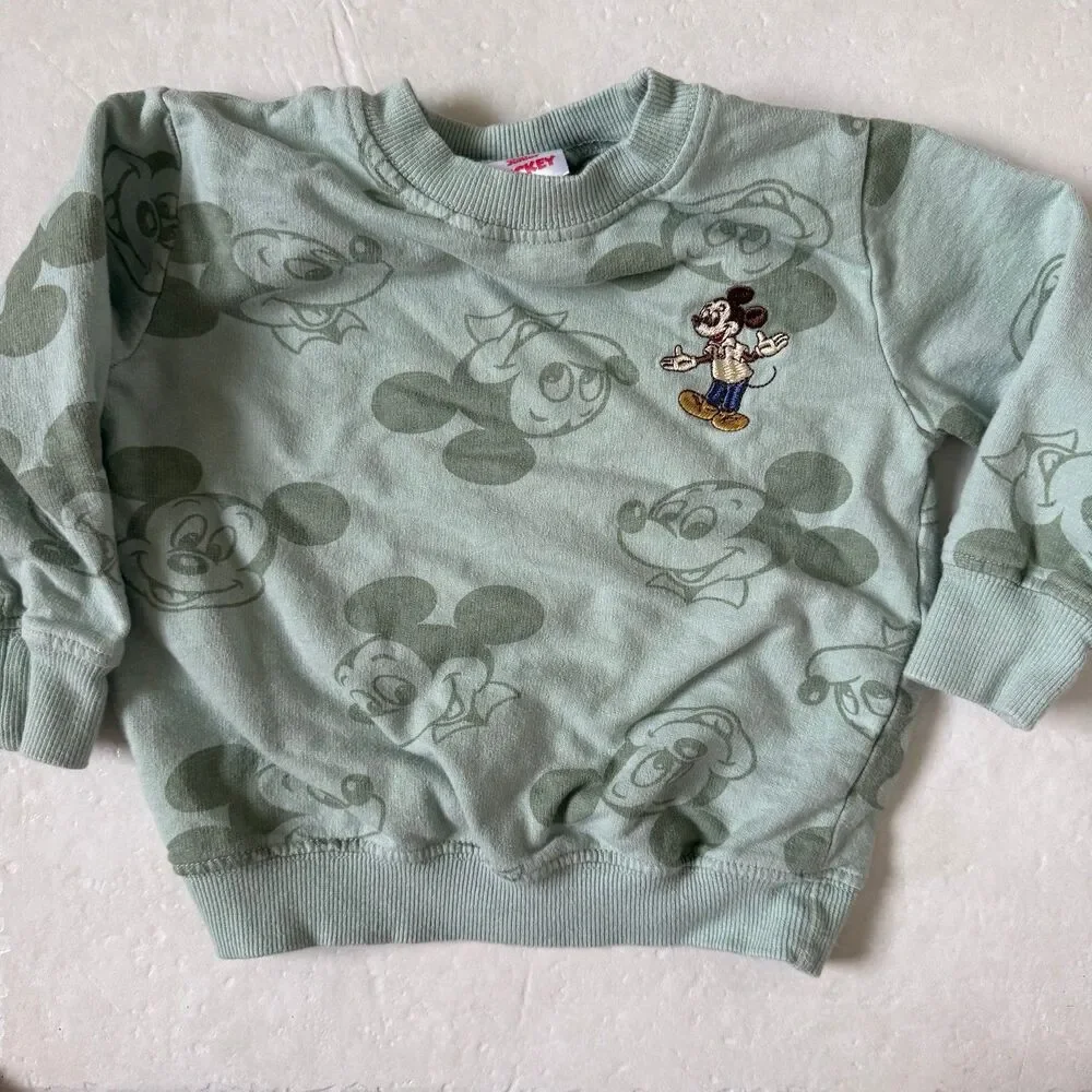 Disney Junior Mickey Mouse Matching Set Sage Green Long Sleeve Shirt Pants 2T